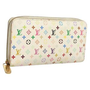 LOUIS VUITTON Monogram Multicolor Zippy Wallet White M60241 LV Auth 128834